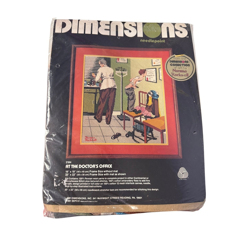 Dimensions Needlepoint Kit 2184 Norman Rockwell At the Doctors Off 1981 Vintage